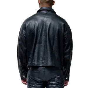 Black Karl Kani Hendrix Leather Jacke -back