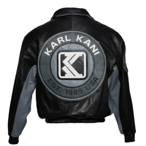 Black Karl Kani Leather Highgate Jacke-back