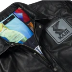 Black Karl Kani Leather Highgate Jacke-front