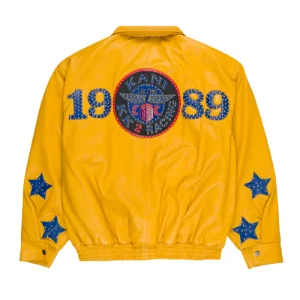 Karl Kani Yellow Bank Shot Leather Jacke-back