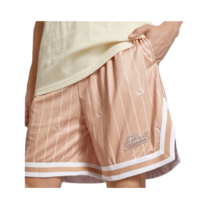 Karl Kani beige label shorts with regular fit and signature stitching detail