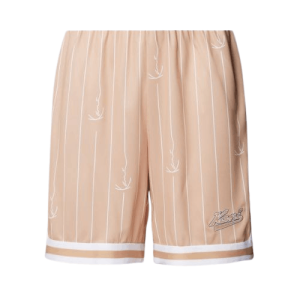 Karl Kani beige label shorts with regular fit and signature stitching detail