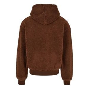 Karl Kani Brown College Signature Hoodie mit großem Schriftzug auf der Brust, isoliert auf weißem Hintergrund