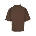 Braunes Karl Kani Polo-Shirt mit Polokragen, großem Karl Kani Brooklyn Logo und 89-Print auf der Vorderseite.