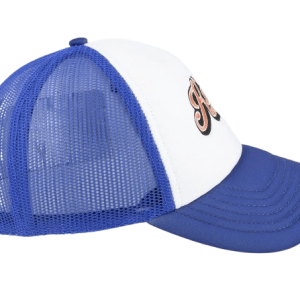 Karl Kani Diner Cap Blue/White retro streetwear cap with blue and white color design, curved brim, and adjustable strap