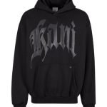Karl Kani black hoodie premium streetwear sweatshirt with relaxed fit, hood, and kangaroo pocket