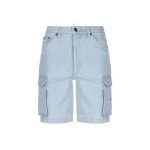 Karl Kani Light Blue Retro Cargo Shorts aus hellblauem Denim mit seitlichen Cargo-Taschen und lässigem Streetwear-Design