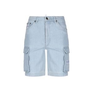 Karl Kani Light Blue Retro Cargo Shorts aus hellblauem Denim mit seitlichen Cargo-Taschen und lässigem Streetwear-Design