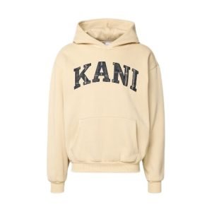 Karl Kani Off-White Label Stitch Hoodie with kangaroo pocket and signature label stitching detail in a clean streetwear design.