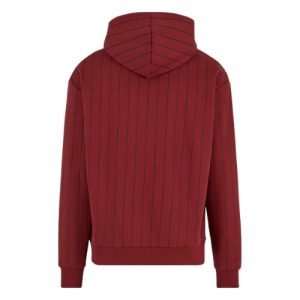 Karl Kani Red Hoodie in Rot mit feinem Streifenmuster, Kapuze und gesticktem Logo auf der Brust