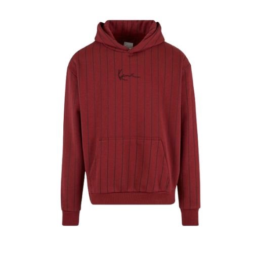Karl Kani Red Hoodie – Stylischer roter Streetwear Hoodie Karl Kani Red Hoodie in Rot mit feinem Streifenmuster, Kapuze und gesticktem Logo auf der Brust
