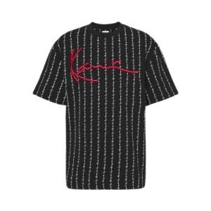 Karl Kani Signature Pinstripe Tee Black with iconic logo and premium streetwear design