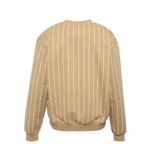 Karl Kani Small Signature Crew Sweater in Sand with embroidered chest logo, crew neck, and ribbed trims.-back