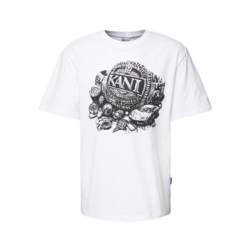 Karl Kani White T-shirts Karl Kani White T-Shirt mit Label-Print featuring clean streetwear design and iconic Karl Kani branding on white fabric