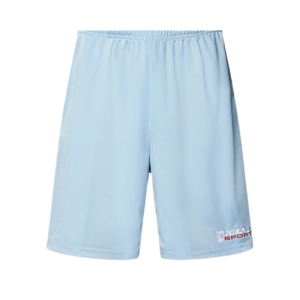 Karl Kani Sky Blue Shorts frontale Ansicht mit besticktem Logo auf atmungsaktiver Baumwolle in Himmelblau