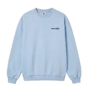 Light Blue Karl kani Logo Detail Crew Neck Sweater