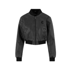 Karl Kani Faux leather black jacket in moderner schwarzer Lederoptik