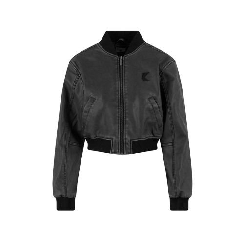 Untitled design Karl Kani Faux leather black jacket in moderner schwarzer Lederoptik