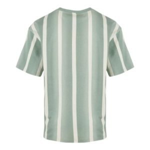 Karl Kani Green Print T-Shirt mit grünen und weißen vertikalen Streifen sowie Logo auf der Brust