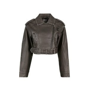 Karl Kani Faux leather black jacket in Schwarz mit modernem Streetwear Design