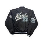 Karl Kani Black Small Bomber Varsity Jacket in Schwarz mit gesticktem Brooklyn N.Y.C.-Schriftzug