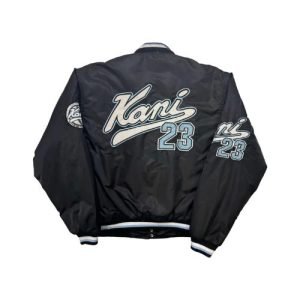 Karl Kani Black Small Bomber Varsity Jacket in Schwarz mit gesticktem Brooklyn N.Y.C.-Schriftzug
