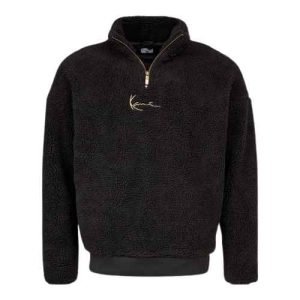 Karl Kani Sweater in Black aus schwarzem Fleece mit hohem Stehkragen
