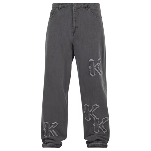 Karl Kani Denim Patch Baggy Jeans in Grey Karl Kani Denim Patch Baggy Jeans in Grey